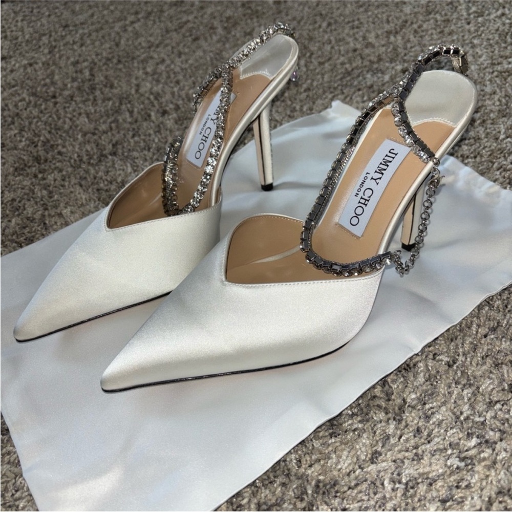 Jimmy Choo Ivory Heels with Sparkling Accents